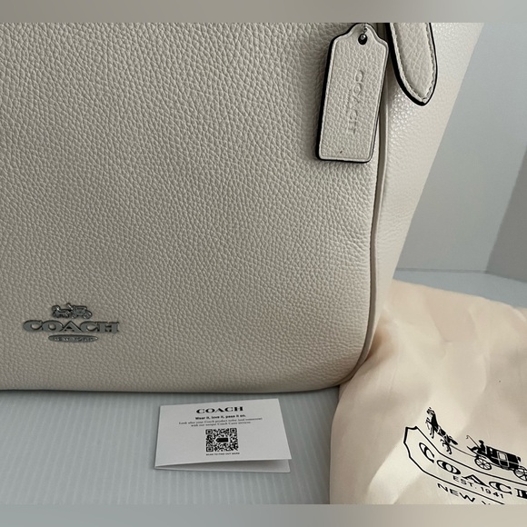 Coach Meadow Pebbled Leather Shoulder Bag Purse in SV/Chalk - Picture 15 of 16